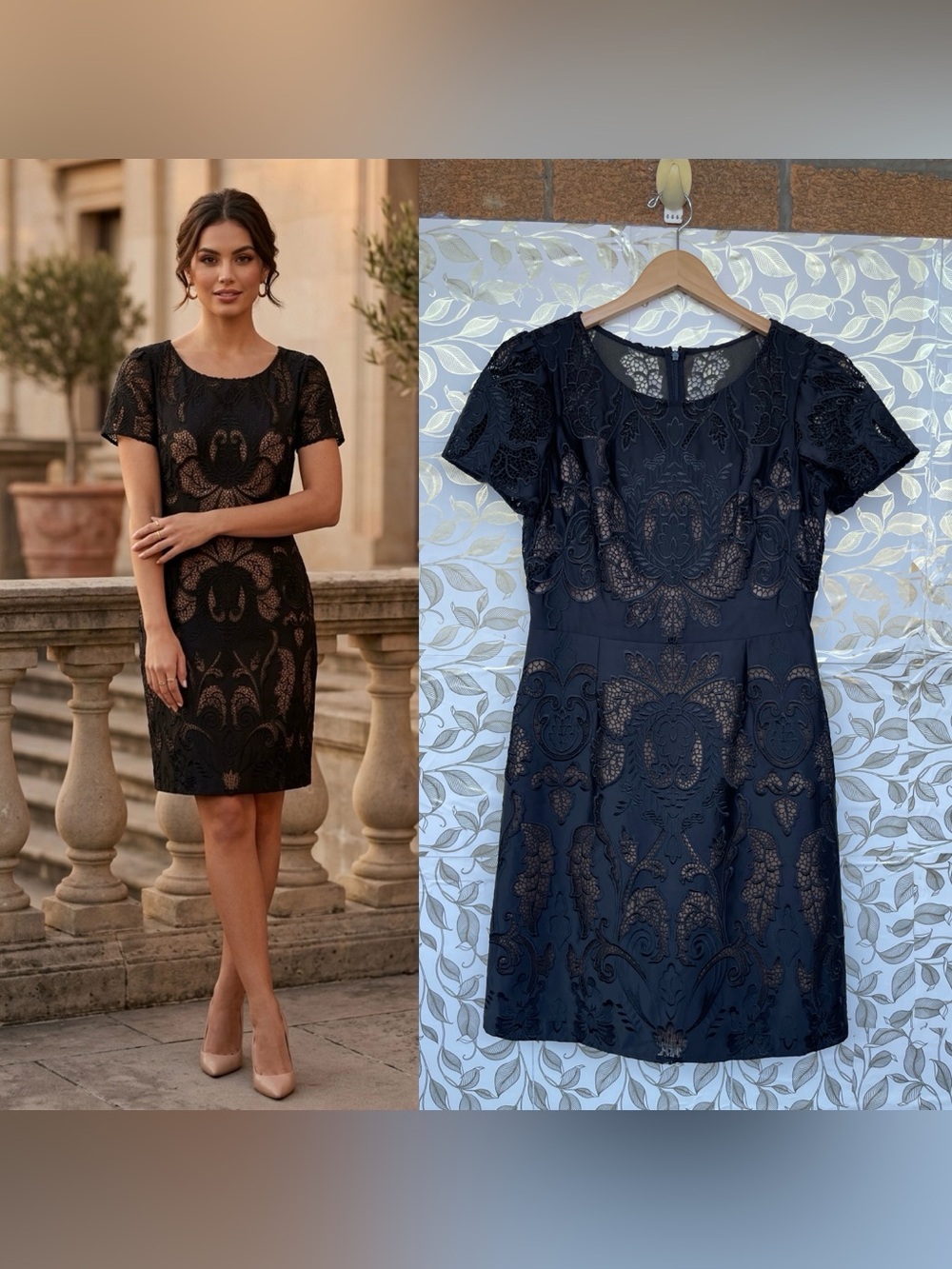 Marchesa Notte Black Lace Dress M 8 10 Dark Romance Whimsigoth Goth Glam